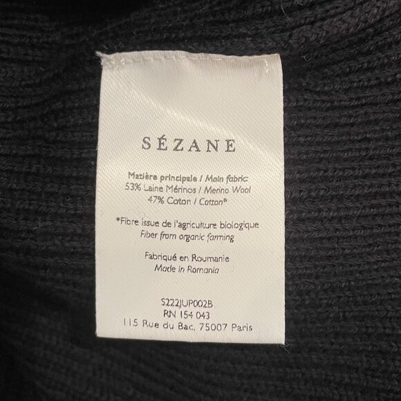 EUC Sezane Naelle Merino Cotton Knit Midi Skirt Navy Large - Picture 7 of 8